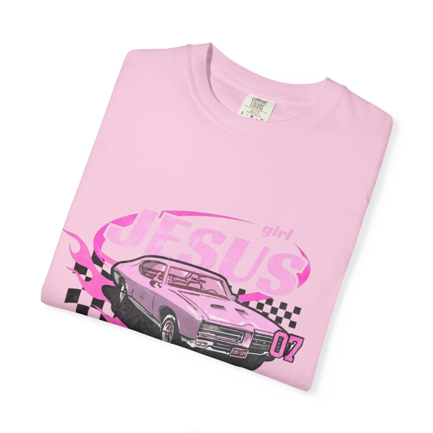 Christian Girl | Pink Race Car Graphic T-shirt | Christian Faith Based T-shirt