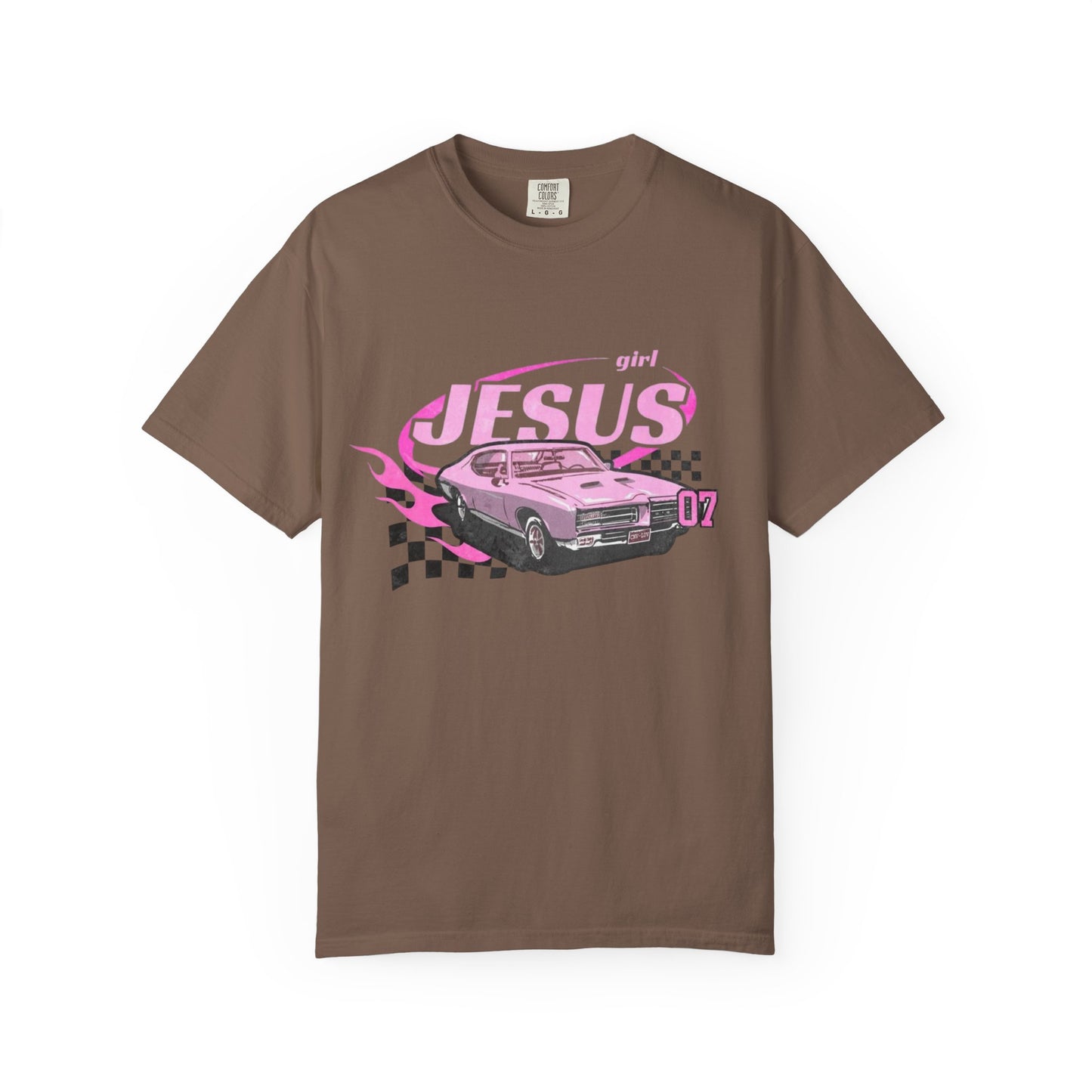 Christian Girl | Pink Race Car Graphic T-shirt | Christian Faith Based T-shirt