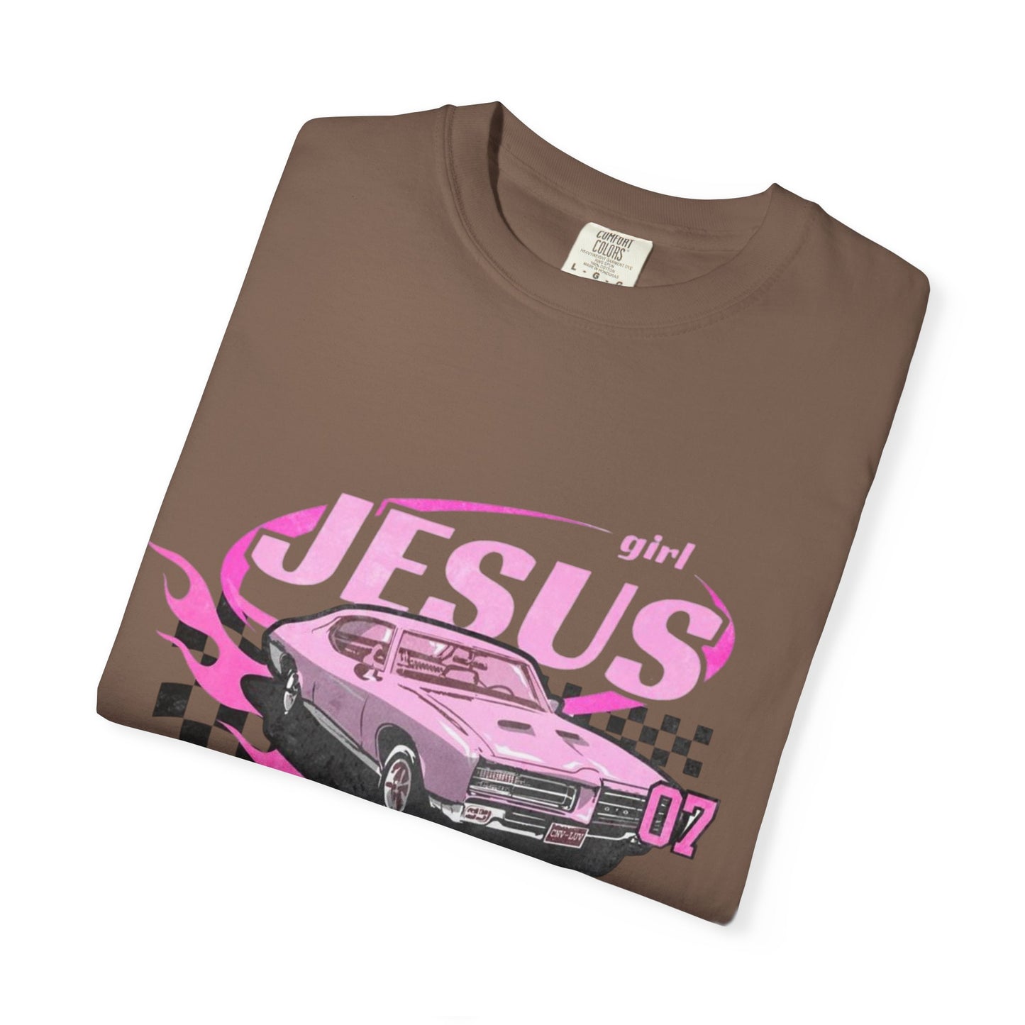 Christian Girl | Pink Race Car Graphic T-shirt | Christian Faith Based T-shirt